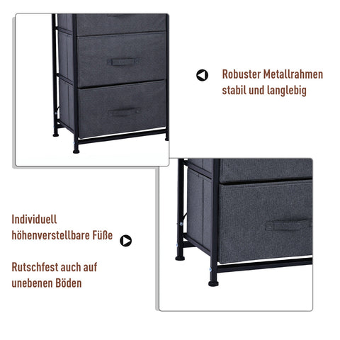 Rootz Drawer Cabinet Storage Cabinet - 4 Foldable Fabric Drawers - Chest of Drawers - Space Saver - 45cm x 30cm x 92cm