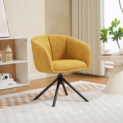 Rootz Yellow Upholstered Armchair - Rotatable Relax Chair - Cozy Comfortable Seat - Supports Up to 120kg - 58.5cm x 78.5cm