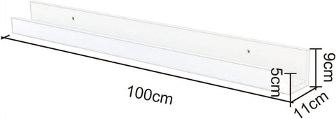 Rootz Floating Shelf - Wall Shelf - White Wall Rack - High-Quality MDF - Space-Saving - 100cm x 11cm x 9/5cm