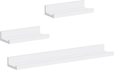 Rootz Floating Wall Shelf Set - High-Quality MDF Shelves - White Color - Easy Assembly - Space-Saving - Versatile - Safety Features - 60x10x5/2cm & 30x10x5/2cm dimensions - 3 Pieces