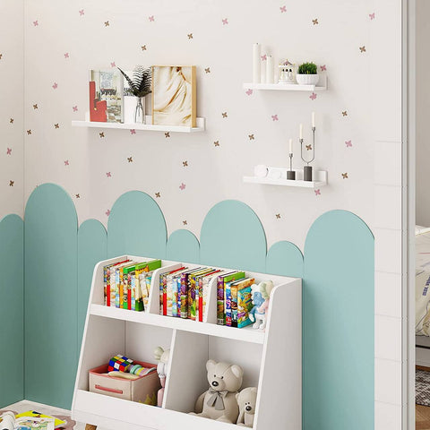 Rootz Floating Wall Shelf Set - High-Quality MDF Shelves - White Color - Easy Assembly - Space-Saving - Versatile - Safety Features - 60x10x5/2cm & 30x10x5/2cm dimensions - 3 Pieces