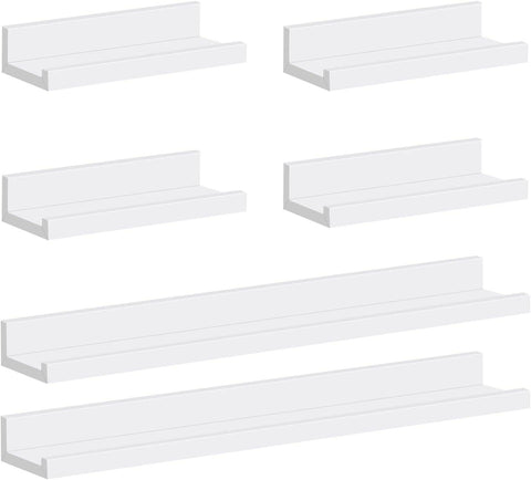 Rootz White Wall Shelf Set - Floating Shelves - Modern MDF Panels - Safety Front Wall - Space-Saving - Easy Assembly - 80cm x 10cm x 5/2cm