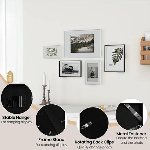 Rootz 2 Set Photo Frame - Picture Frame - Aluminum Matt Frame - Durable & Moisture-Resistant - 15x20 cm - Black Plexiglass