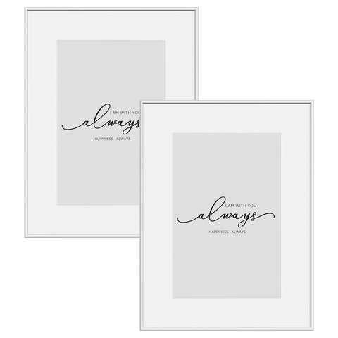 Rootz 2 Set Photo Picture Frame - Aluminum Matt - Metal Frame with Plexiglass - Elegant Display - Silver 10x15 cm