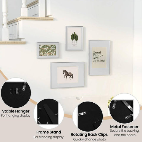 Rootz 4 Set Picture Frame - Photo Frame - Metal Frame - Durable Plexiglass - 15x20cm - Perfect Decoration