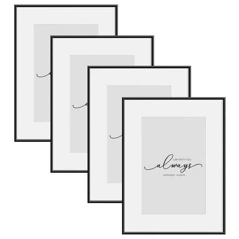 Rootz 4 Set Picture Frame - Photo Frame - Metal Frame - Durable & Stylish - 15x20cm Black Plexiglass - Enhance Décor