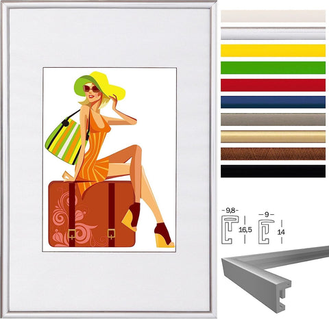 Rootz Picture Frame Set - Photo Display - Gallery Frame - Protects Photos - 10 Set Silver and White 15x20cm - Durable Plastic and Glass