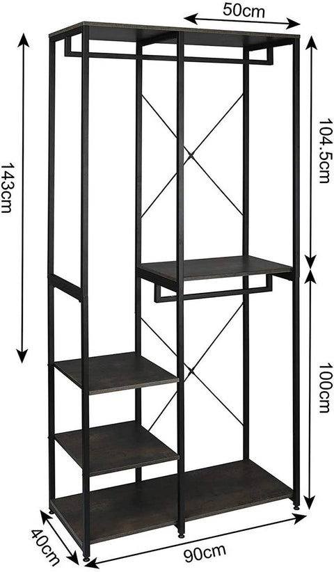 Rootz multifunctioneel kledingrek - kledingkastorganizer - kledingdisplay - voldoende opbergruimte, veelzijdig ontwerp, duurzame constructie - 90 cm x 40 cm x 204,5 cm