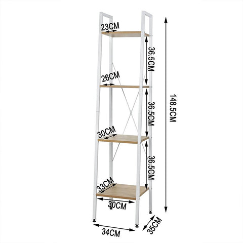 Rootz Standing Shelf - Storage Rack - Display Unit - Durable Metal & Wood Construction - Easy Assembly - Space-Saving Design - 34cm x 35cm x 148cm
