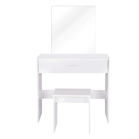 Rootz Dressing Table with Stool - Vanity Set - Makeup Desk - Frameless Mirror - Ample Storage - Multi-functional - Sturdy Build - 82cm x 39cm x 132cm