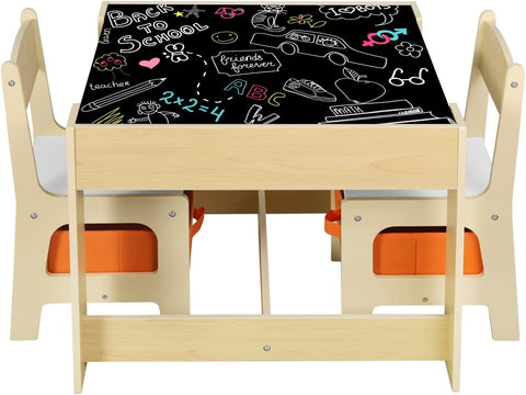 Rootz Multifunctional Children's Table Set - Activity Table - Play Table - Dual-Sided Tabletop - Ample Storage - Easy Assembly - Durable MDF - 60cm x 60cm x 48cm