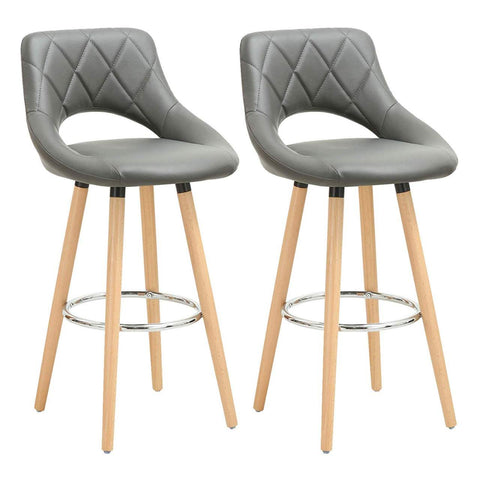 Rootz Set of 2 Bar Stools - Counter Chairs - High Chairs - Comfortable Seating - Ergonomic Design - Stylish & Versatile - Wood & Faux Leather - 96cm x 43cm x 40cm