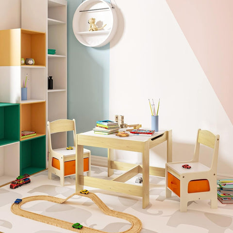 Rootz Multifunctional Children's Table Set - Activity Table - Play Table - Dual-Sided Tabletop - Ample Storage - Easy Assembly - Durable MDF - 60cm x 60cm x 48cm