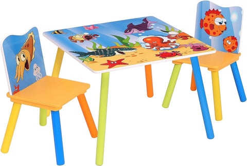 Rootz Children's Table and Chair Set - Kids' Furniture Set - Study and Activity Table - Durable MDF and Pine Wood - Encourages Creativity - Easy Assembly - 60cm x 60cm x 44cm Table, 26.8cm x 26.8cm x 50cm Chair
