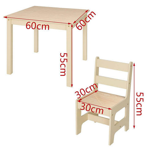 Rootz Children's Table and Chair Set - Kids' Activity Furniture - Play and Study Set - Durable E1 Class MDF - Space-Saving - Easy to Clean - Table: 60x60x55 cm, Chair: 30x30x55 cm
