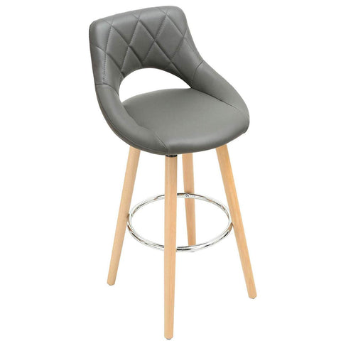 Rootz Set of 2 Bar Stools - Counter Chairs - High Chairs - Comfortable Seating - Ergonomic Design - Stylish & Versatile - Wood & Faux Leather - 96cm x 43cm x 40cm