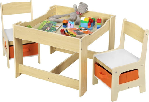 Rootz Multifunctional Children's Table Set - Activity Table - Play Table - Dual-Sided Tabletop - Ample Storage - Easy Assembly - Durable MDF - 60cm x 60cm x 48cm