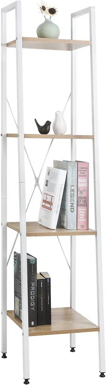 Rootz Standing Shelf - Storage Rack - Display Unit - Durable Metal & Wood Construction - Easy Assembly - Space-Saving Design - 34cm x 35cm x 148cm