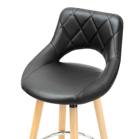 Rootz Set of 2 Bar Chairs - Counter Stools - High Chairs - Ergonomic Design - Sturdy Build - Modern Look - Faux Leather & Wood - 43cm x 40cm x 96cm