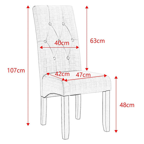 Rootz Upholstered Dining Chairs Set - Elegant Seating - Comfortable Chairs - Durable, Stylish, Ergonomic Design - Linen & Solid Wood - 107cm x 47cm x 42cm
