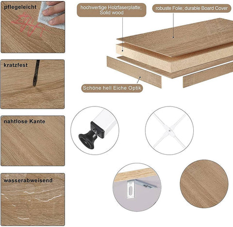 Rootz Standing Shelf - Storage Rack - Display Unit - Durable Metal & Wood Construction - Easy Assembly - Space-Saving Design - 34cm x 35cm x 148cm