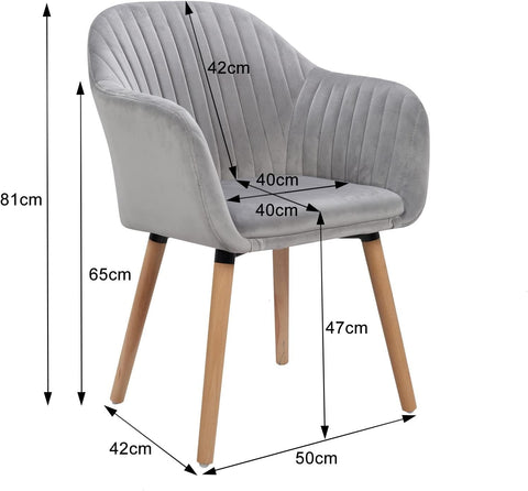 Rootz Set of 2 Dining Chairs - Velvet Kitchen Chairs - Living Room Seating - Ergonomic Support - Easy Assembly - Durable & Stable - 81cm x 40cm x 40cm