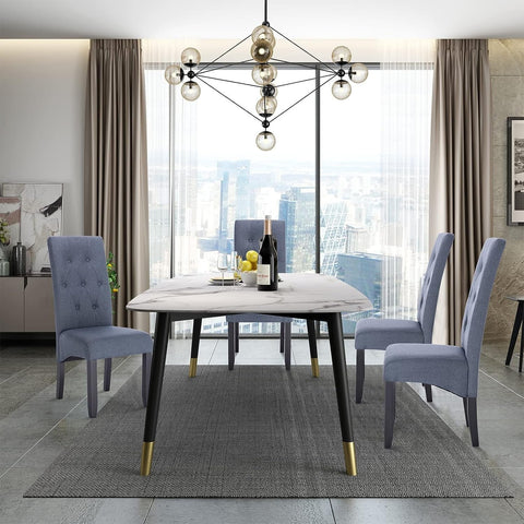 Rootz Upholstered Dining Chairs Set - Elegant Seating - Comfortable Chairs - Durable, Stylish, Ergonomic Design - Linen & Solid Wood - 107cm x 47cm x 42cm