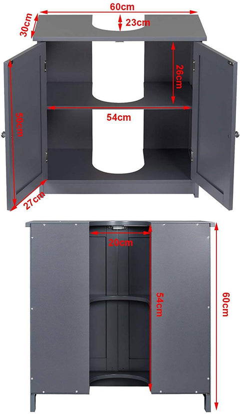 Rootz Modern Bathroom Cabinet - Storage Cabinet - Vanity Unit - High-Quality MDF - Adjustable Shelves - Water-Resistant - 60cm x 30cm x 60cm