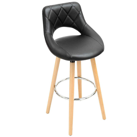 Rootz Set of 2 Bar Chairs - Counter Stools - High Chairs - Ergonomic Design - Sturdy Build - Modern Look - Faux Leather & Wood - 43cm x 40cm x 96cm