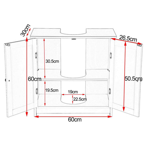Rootz Modern Bathroom Cabinet - Storage Cabinet - Adjustable Shelving - Optimal Capacity - Customizable - Durable - 60cm x 30cm x 60cm