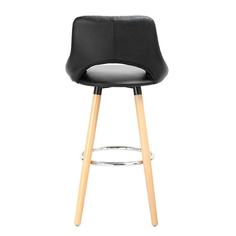 Rootz Set of 2 Bar Chairs - Counter Stools - High Chairs - Ergonomic Design - Sturdy Build - Modern Look - Faux Leather & Wood - 43cm x 40cm x 96cm