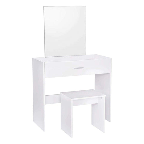 Rootz Dressing Table with Stool - Vanity Set - Makeup Desk - Frameless Mirror - Ample Storage - Multi-functional - Sturdy Build - 82cm x 39cm x 132cm