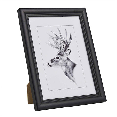 Rootz Artos Style Black Wood Frame Photo Gallery - Picture Frame - Image Holder - Durable Glass Pane - 18x24 cm