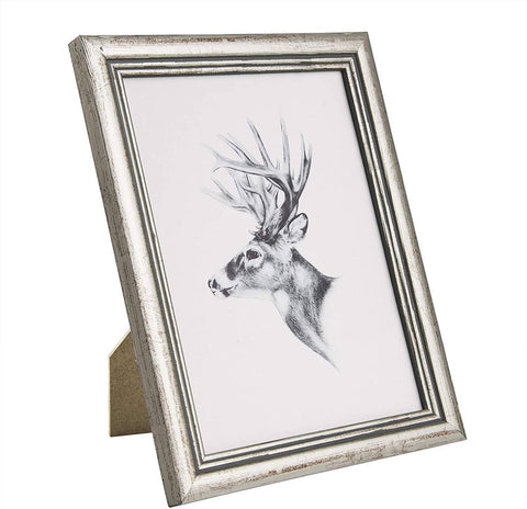 Rootz Wood Frame Photo Gallery - Picture Frame - Artos Style Silver Frame - Durable & Stylish - 15x20 cm Glass Pane