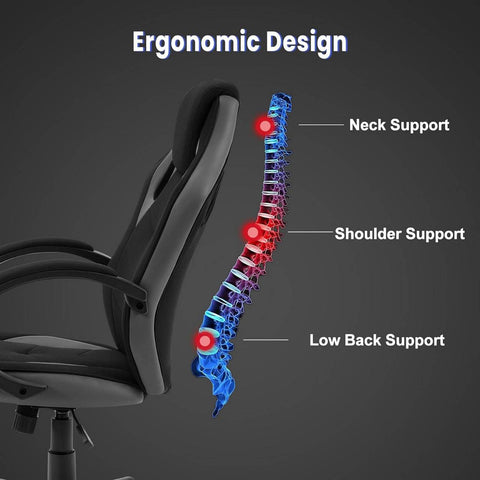 Rootz Ultimate Gaming Chair - Ergonomic Office Chair - Racing Chair - Breathable Mesh - Adjustable Support - Durable Construction - 48.5cm x 49.5cm x 67.5cm