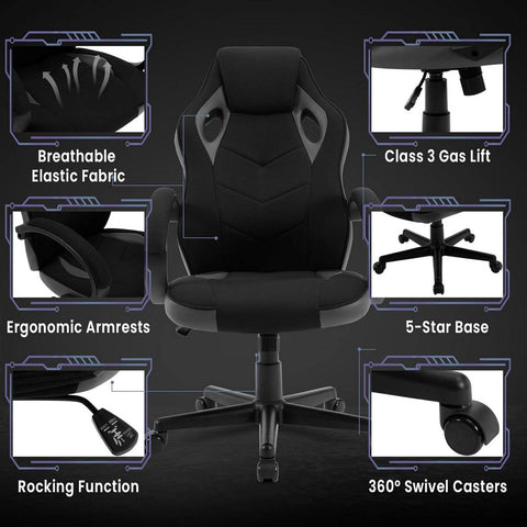 Rootz Ultimate Gaming Chair - Ergonomic Office Chair - Racing Chair - Breathable Mesh - Adjustable Support - Durable Construction - 48.5cm x 49.5cm x 67.5cm
