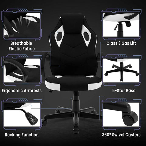 Rootz Ultimate Gaming Chair - Ergonomic Office Chair - Computer Chair - Breathable Mesh - Adjustable Support - Durable Construction - 48.5cm x 49.5cm x 67.5cm