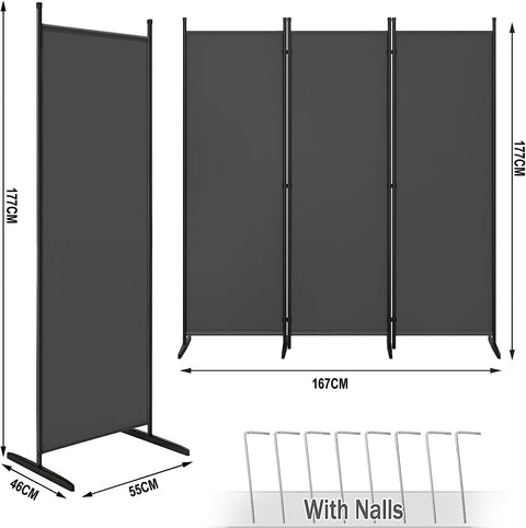 Rootz Folding Screen - Privacy Screen - Room Divider - Durable Polyester - Versatile & Portable - Easy to Clean - 167cm x 172cm / 223cm x 172cm
