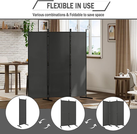 Rootz Folding Screen - Privacy Screen - Room Divider - Durable Polyester - Versatile & Portable - Easy to Clean - 167cm x 172cm / 223cm x 172cm