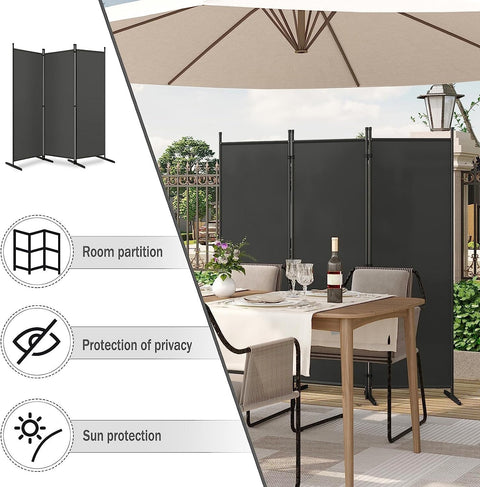 Rootz Folding Screen - Privacy Screen - Room Divider - Durable Polyester - Versatile & Portable - Easy to Clean - 167cm x 172cm / 223cm x 172cm