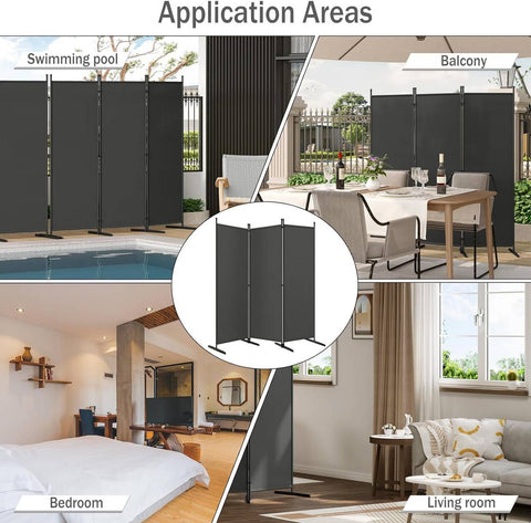 Rootz Folding Screen - Privacy Screen - Room Divider - Durable Polyester - Versatile & Portable - Easy to Clean - 167cm x 172cm / 223cm x 172cm
