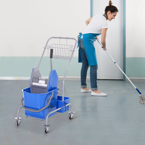Rootz Cleaning Car - Mop Cart - Utility Trolley - 25L Capacity - Effortless Mobility - 72 x 49.5 x 95 cm