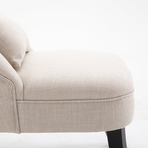 Rootz Soft Upholstered Armchair - Reading Chair - Resting Chair - Back Support - 52.5 x 69 x 77 cm -  White Linen-Look Fabric