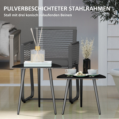 Rootz Coffee Table Set - Balcony Table - Side Table - Weatherproof - Geometric Design - 65cm x 45cm x 45cm