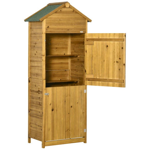Rootz Tool Cabinet - Garden Shed - Garden Storage - 2 Shelves - 2 Doors - Weatherproof - Natural Wood - 79 x 49 x 190cm