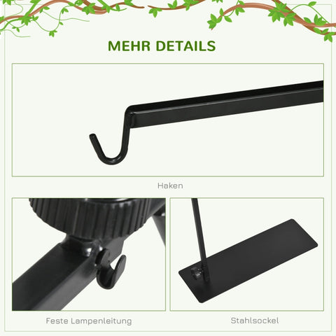 Rootz Heat Lamp Stand - Reptile Heat Lamp Holder - Adjustable Lamp Stand - Improves Warmth - Stable Steel Base - Easy Assembly - 40L x 15W x 95H cm