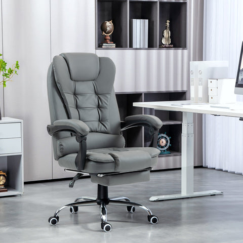 Rootz Office Chair with Footrest - Desk Chair - Adjustable Backrest - Comfort Seating - 64.5cm x 69cm x 117cm - Grey/Black
