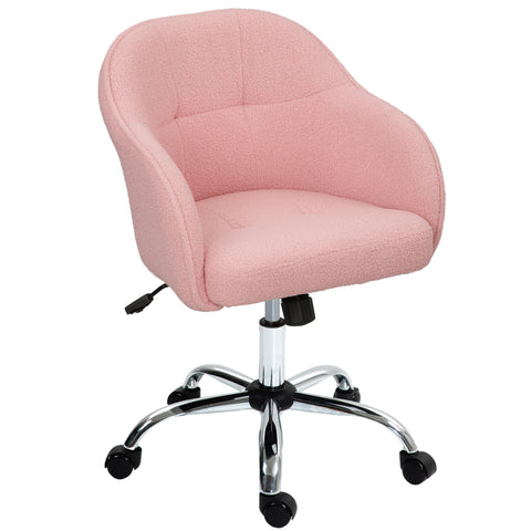 Rootz Ergonomic Home Office Chair - Desk Chair - Swivel Chair - Adjustable - 56cm x 61cm x 76-86cm - Pink Teddy-Texture