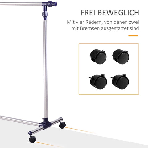 Rootz In Hoogte Verstelbaar Kledingrek - Kapstok - Kledingrek - Duurzaam &amp; Mobiel - RVS &amp; Kunststof - (86-160) x 45 x (95-170) cm