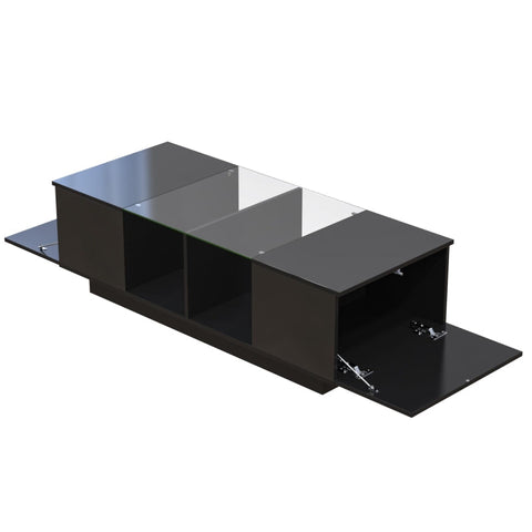 Rootz High Gloss Coffee Table - Modern Table - Living Room Centerpiece - LED Lighting - 120L x 50W x 37H cm
